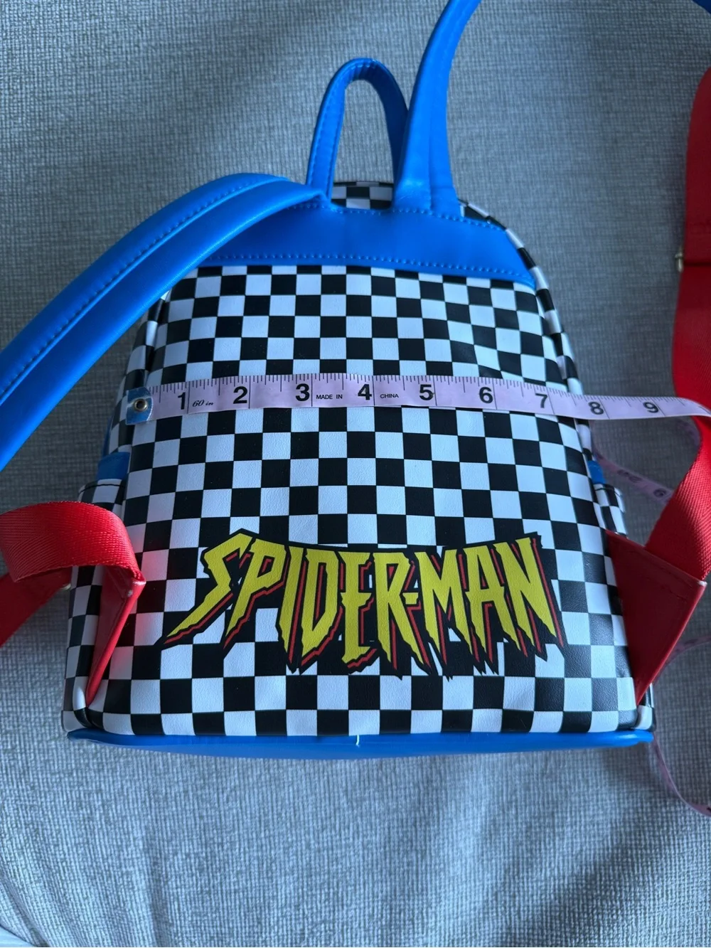 🔥 RETIRED! Loungefly x Marvel checkered Spider-Man Mini Backpack